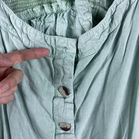 Free People String Of Hearts Maxi Dress Womens Small Green Smocked Boho Peasant - Picture 16 of 16